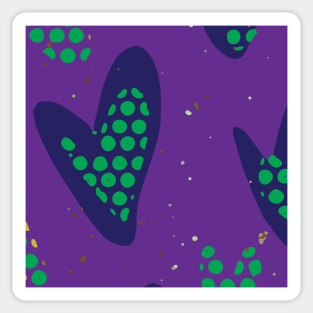 Abstract Hearts Graphic Design in Purple Blue Green Complementary Tones GC-116-12 Sticker